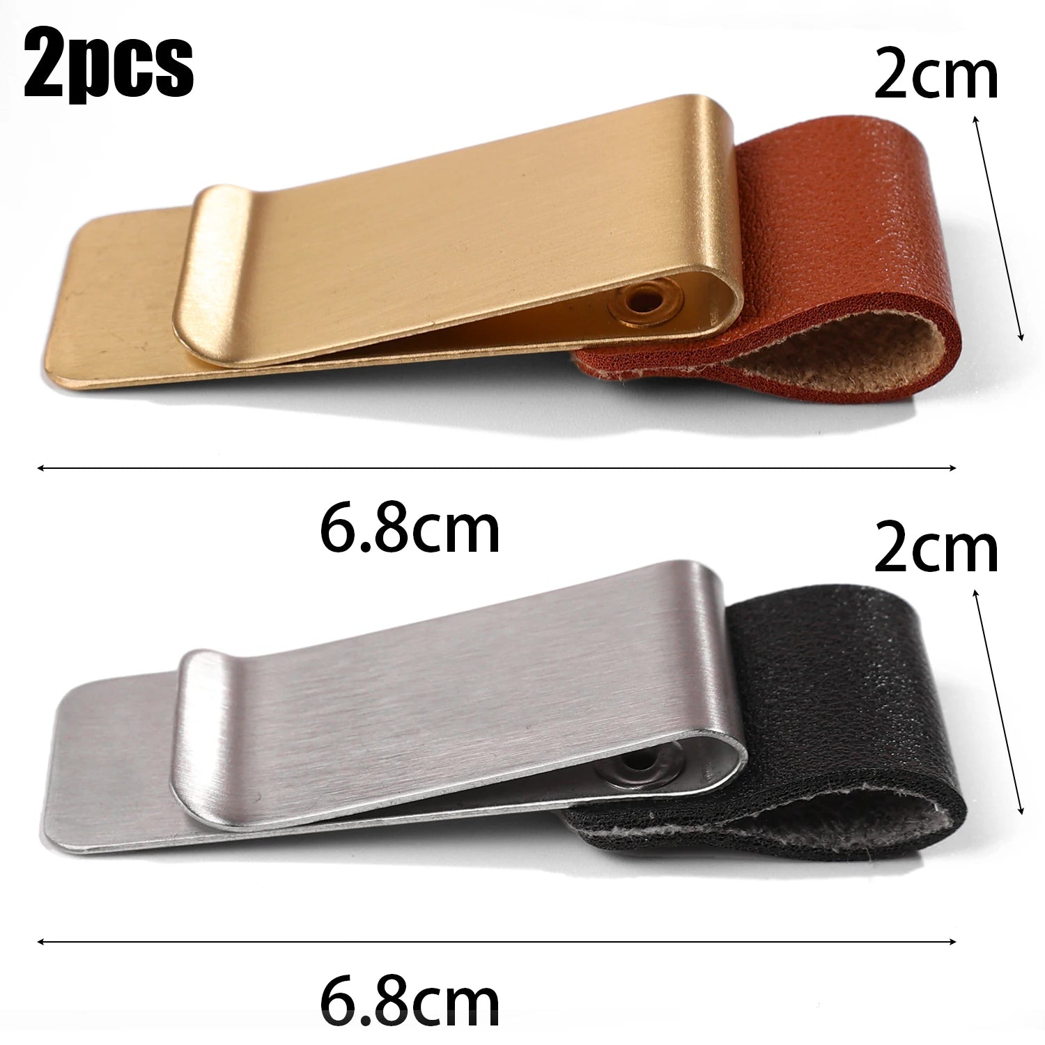 6-1PCS Stainless Steel Leather Pen Holder Pencil Clamps Notebook Bookmark Practical Organizer Clip Pen Holder Office Stationary