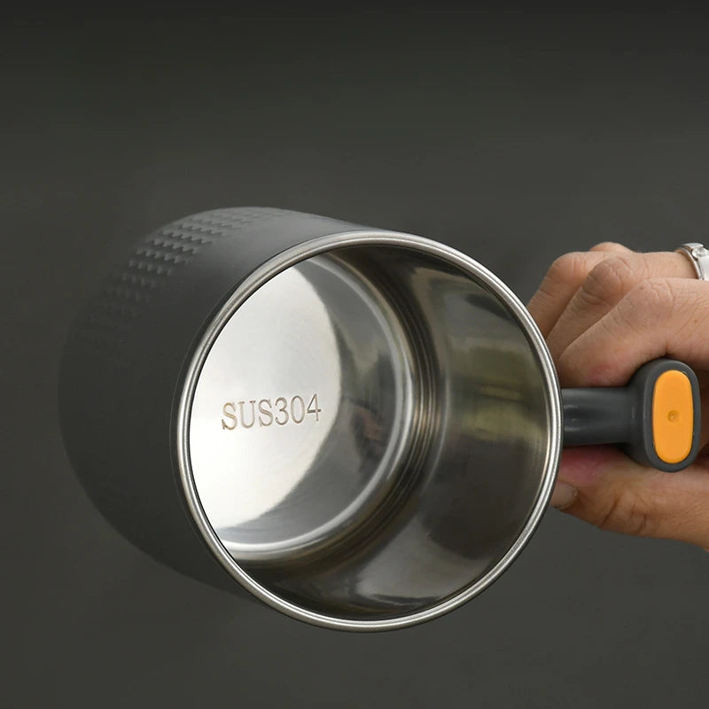 450ml Double Wall Stainless Steel Coffee Mug Heat-Resistant & Anti-Scalding 304 Steel Thermos Cup with Handle & Leak-Proof Lid