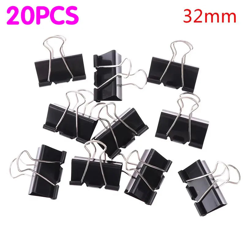 10/20/30/40/50Pcs Black Metal Binder Clips 25mm/ 32mm Notes Letter Paper Clip Office Supplies Binding Securing