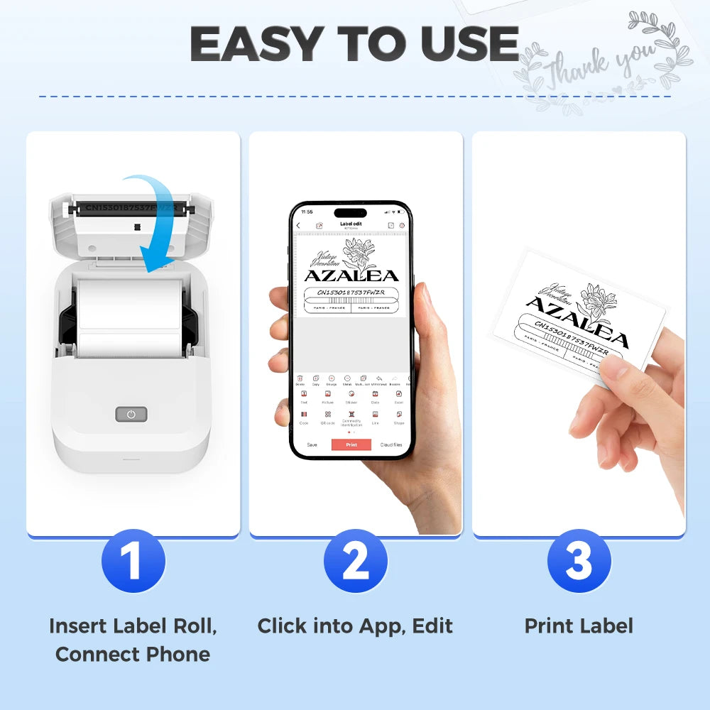 Marklife X2 Portable Mini Printer Similar to Marklife P50 Adhesive Sticker Printer Wireless Bluetooth Labeling Machine DIY Label