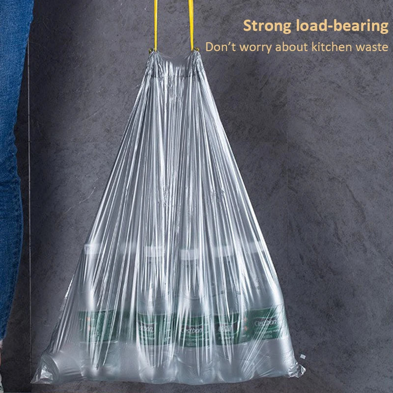 5/10/15/20 Rolls Drawstring Trash Bags for Kitchen Trash Can Thicken Large Capacity Garbage Bag Plastic Home Dustbin Storage Bag