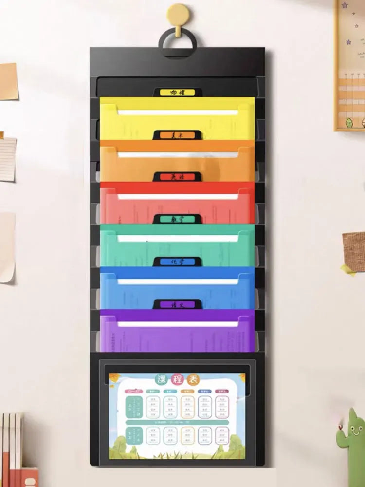 6-pocket hanging folder Multi-color hanging file organizer Multi-layer classification test paper organization folder