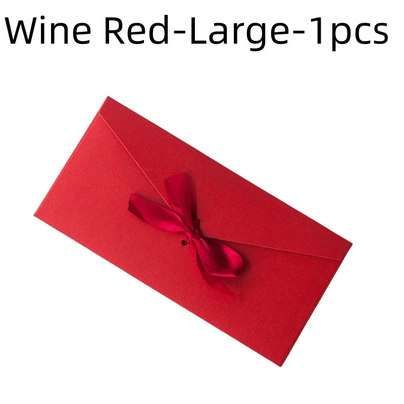 10 Pcs/set Envelope Pearlescent Paper Bow Thicken Ribbon Retro Creative Color Stationery Wedding Invited Gift