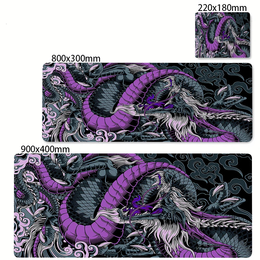 Black and White Dragon Large Mouse Mat Gaming Mousepad Big Rubber Base Mouse Pad Purple Deskpad Eyboard Mats Mousepads 400x900