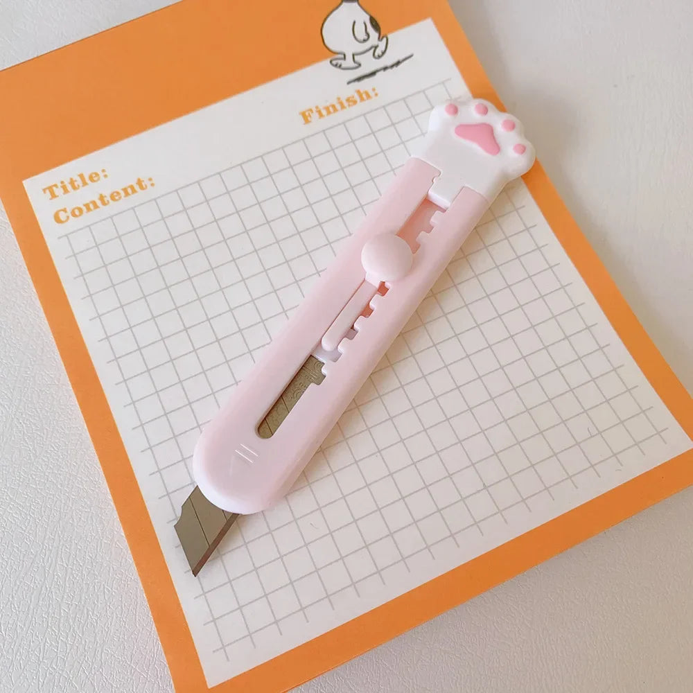 Mini Box Cutter Cartoon Cute Girly Pink Cat Paw Clouds Cutter Letter Envelope Opener Mail Knife Supplies Scrapbooking Tools