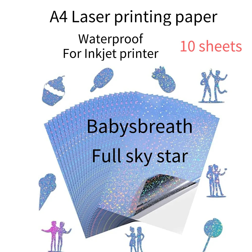 10/50pcs Waterproof sticker paper A4 Laser Inkjet Printer Paper White Glossy Transparent  Self Adhesive Sticker Label Copy Paper