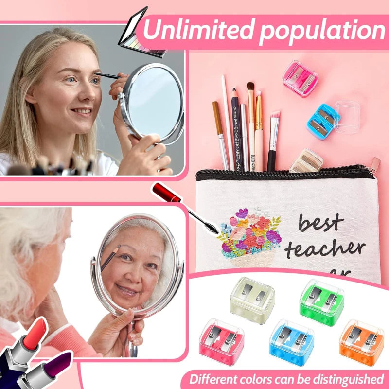 1/4 Pcs Dual Holes Eyeliner Sharpener, Compact Makeup Pencil Sharpeners, Makeup Pencil Sharpener for Eyeliner Lip Liner Pencils