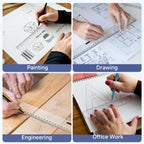 3Pcs Transparent Ruler Set 20/30/40cm, Thin & Strong Shatterproof, for Engineering Drawing, Office, School, Measurement Tools