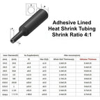 Φ4mm-Φ24mm Heat Shrink Tubing-4:1 Ratio Dual Wall Adhesive Lined Shrinkable Wire Wrap Tube Waterproof Industrial Black