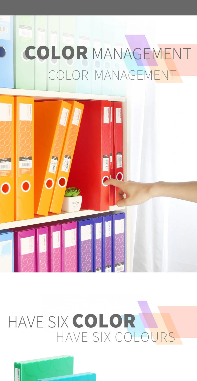 SUNWOOD Plato Series A4 File Organizer Boxes,  Colorful Document Storage Folders, Mixed Colors, FBE4006,FBE4007