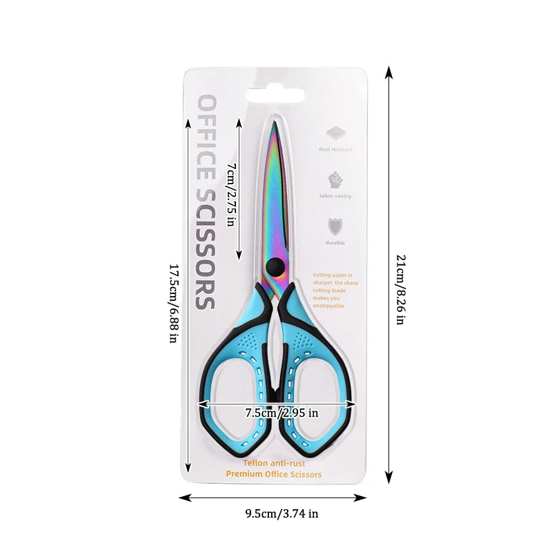 Office Scissors,Stainless Steel Scissors Anti Rust,Black,Gold,Color Titanium,Handmade Paper Cut DIY Domestic Office Student Use