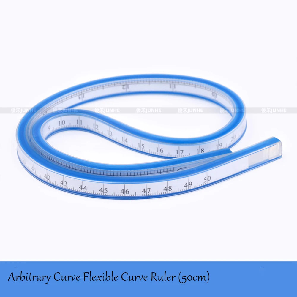 Flexible Curve Ruler 50cm Double-Sided Scale Multi-Functional Soft Ruler for Garment Pattern Making Bendable Arc Ruler, Essentia