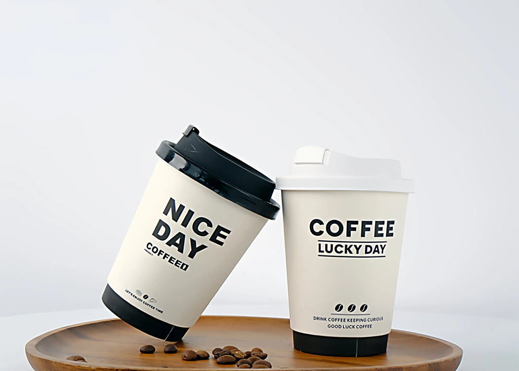 50pcs Thick Double-layer Coffee Paper Cup Disposable 90mm Caliber Hot Drink Leak Proof with Lid Shop Takeaway Paper Cups