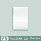 60 Sheets Notebook Refill Notepad Loose Leaf Binder Paper A4/ B5/A5 Blank/Grid/Lined Notebooks Writing Pads Office School
