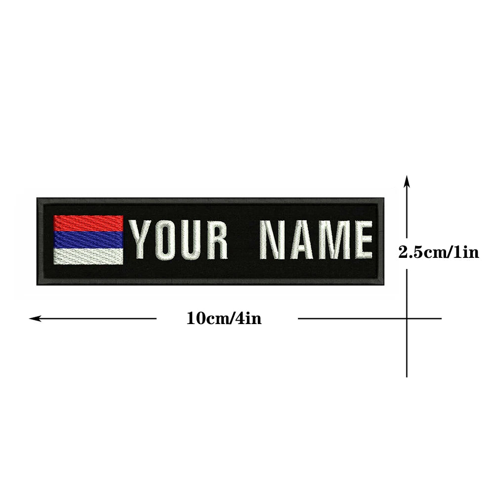 1PC 10cmX2.5cm Custom Name Flag Patch Stripes Badge Iron On Or Hook Loop Armband Germany Luxembourg Armenia Serbia Singapore