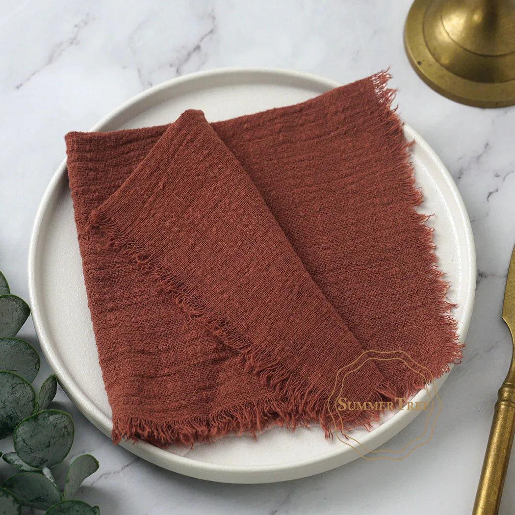 10pcs 32x32cm Cotton Gauze Napkins Retro Burr Design Napkin for Vintage Wedding Receptions Banquets Christmas Table Decoration