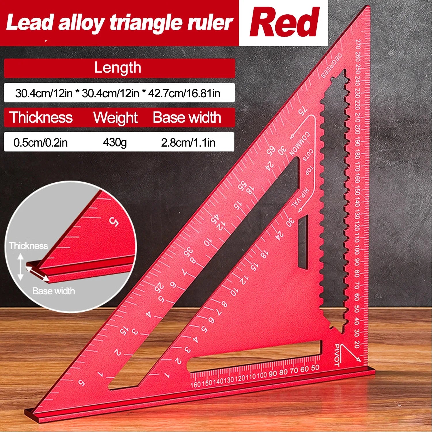 Woodworking Aluminum Alloy Triangle Gauges Measuring Gauging Tools High Precision Marker Angle Ruler Metric and Imperial