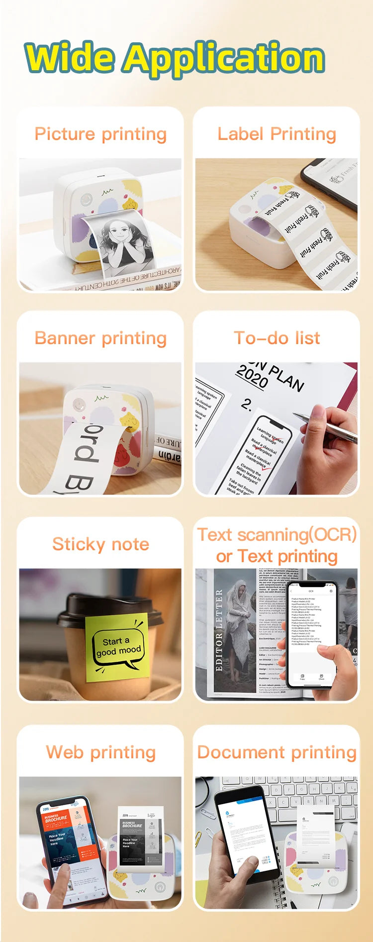 Dolewa D2 Label Maker Printer Portable Printer Thermal Paper Printer Label Sticker Paper Printer for Photo Printing
