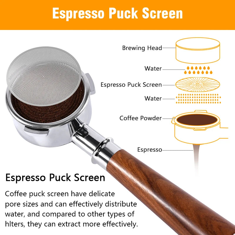 0.2mm Espresso Puck Screen 51/53/58.5mm Stainless Steel Coffee Filter Mesh For Portafilter Espresso Machine Barista Tool