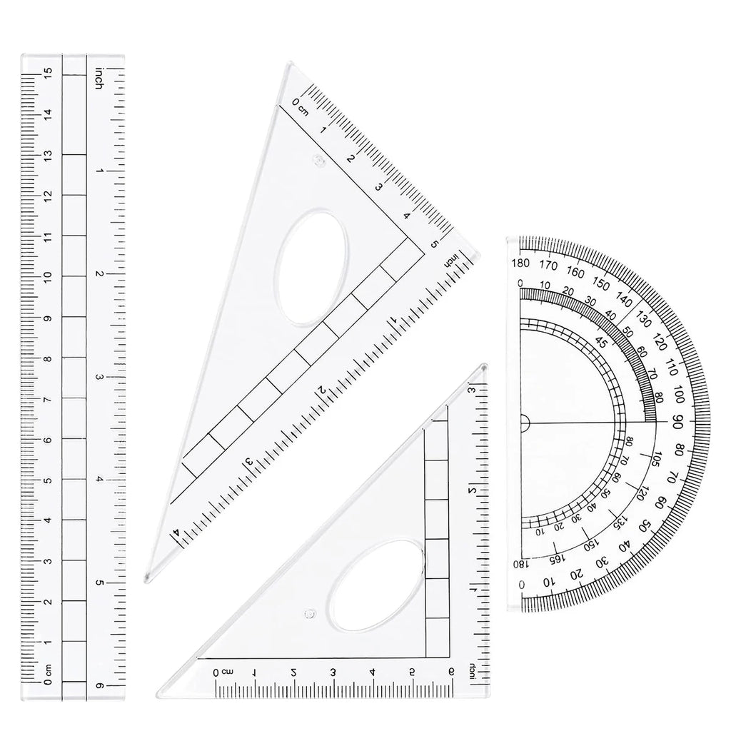 1 Set Math Geometry Kit Protractor Compass Set Triangle Ruler  11 Pcs Student Supplies,Green