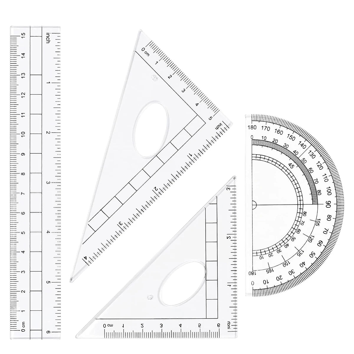 1 Set Math Geometry Kit Protractor Compass Set Triangle Ruler  11 Pcs Student Supplies,Green