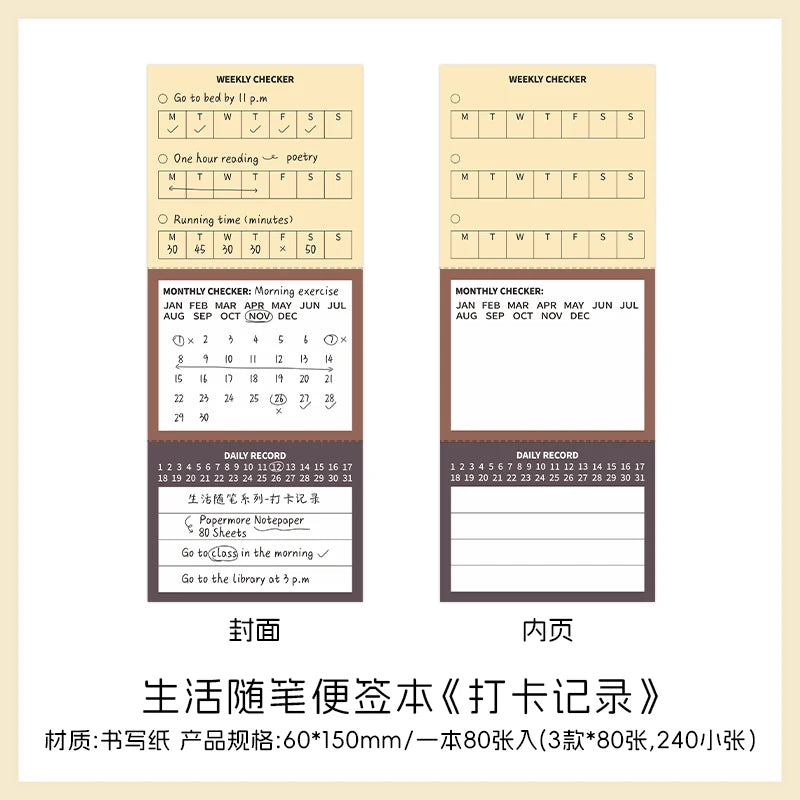80 Sheets Cartoon Brief Scrapbooking Memo Pad Simple INS Message Paper Student List Notes School Stationery Journaling supplies
