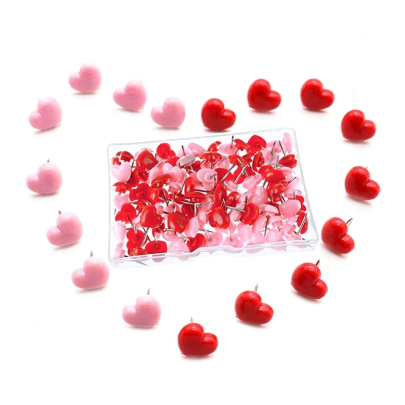 100 Pcs Decorative Pushpins Heart Push Pins Map Tacks Map Pins School Supplies