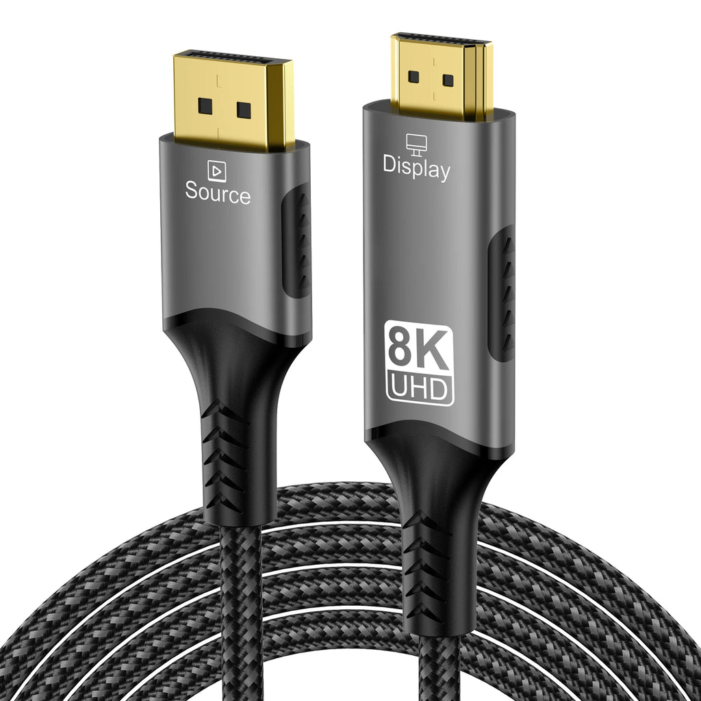 8K DP to HDMI 2.1 Cables  Audio Video Converter Unidirectional Adapter 8K@60Hz 4k@120Hz  For HDTV Projector laptop Monitor