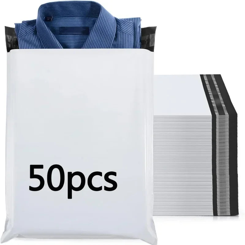50pcs Solid White Poly Shipping Bag Mailers Mail Courier Bag PE Plastic Express Envelope Storage Bags Self Seal Packing Pouch