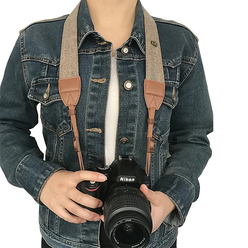 Portable Camera Strap Adjustable Cotton Leather Camera Shoulder Neck Strap Belt For Sony/ Nikon Camera Belt For DSLR Digital SLR