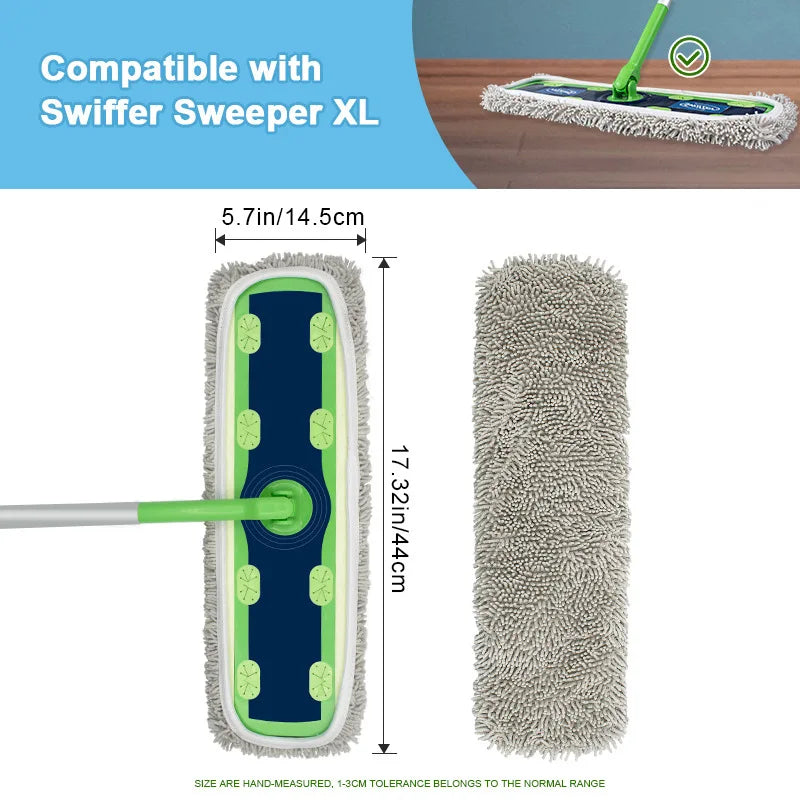 2pcs Reusable Microfiber Mop Pads for Swiffer Sweeper XL Dry Sweeping Wet Mop Cloths Replacement Sweeping Mopping Pad Refill