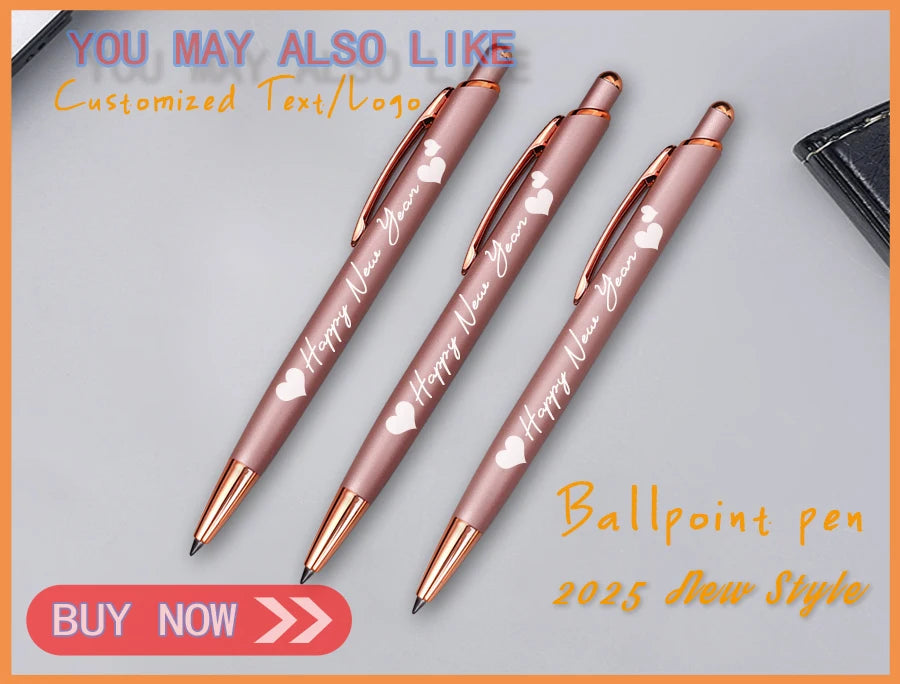 Customize Gold Color Text Gel Pens Engraving Metal Pretty School Student Supplies Office Accessories Writing Stationery 2025