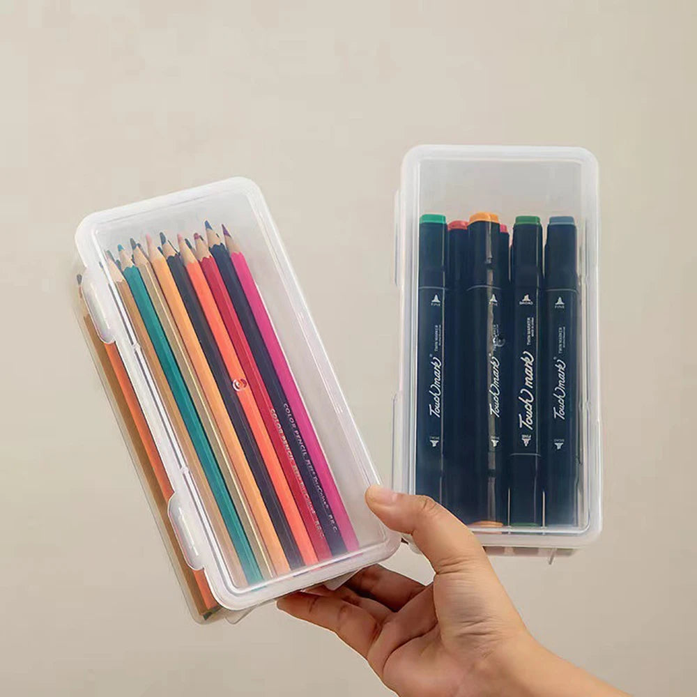 1pc Translucent PencCase Large Capacity Lightweight Convenient for School Supplies Storage Pen Box Organizer Box