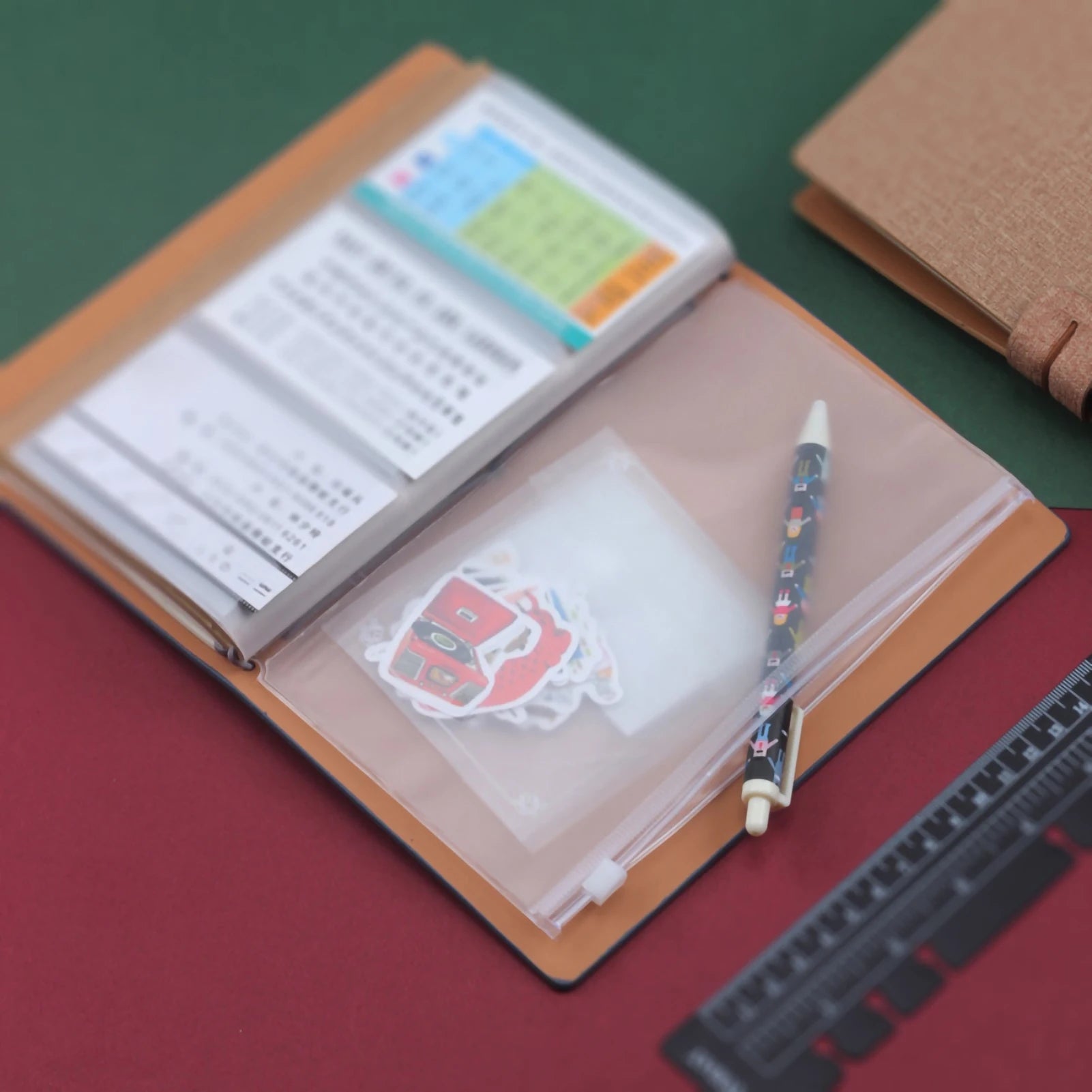 12Pcs A6 Binder Pockets Transparent PVC 6-Hole Binder Pockets Zip Folder Plastic Money Budget Envelopes