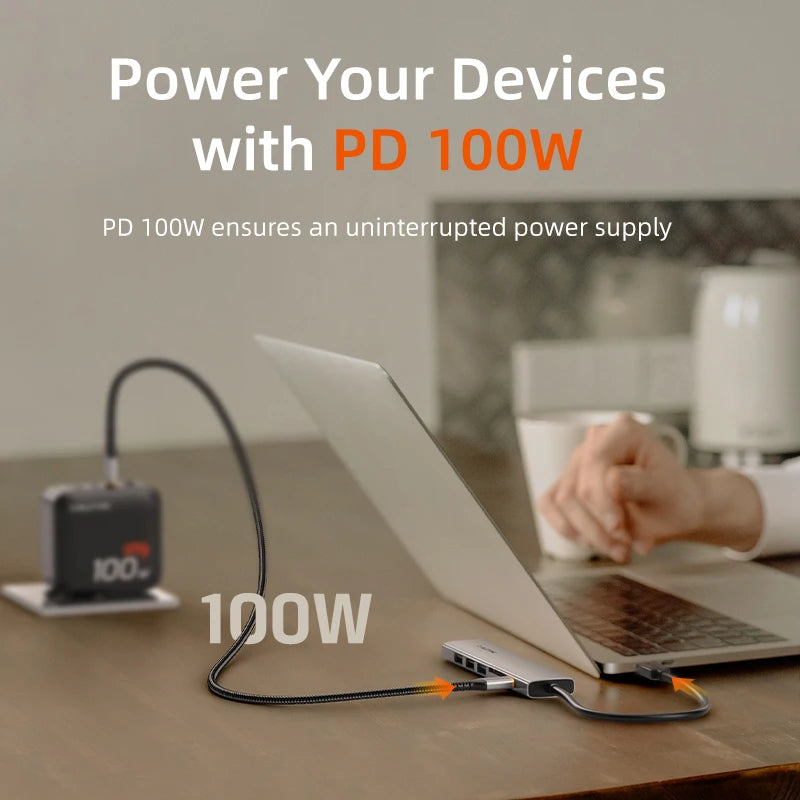 CABLETIME 7 IN 1 USB C HUB 4K@30Hz Resolution Display 5Gbps High Speed Data Transmission PD 100W Power for Laptop Macbook