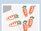 10pcs Funny Carrot Paper Clips Realistic Vegetable Shaped Baked Paint Metal Note Clips Office School Supplies