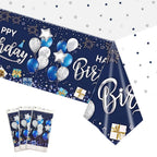 Dark Blue Gold Birthday Disposable Tableware Paper Plates Cups Napkin Tablecloth Adult Elegant Birthday Party Decoration Wedding