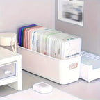 4pcs White Plastic Storage Boxes - Suitable for Drawer, Shelf, Wardrobe,Office, Bedside - Store Phone Cases,Socks- Space-Saving