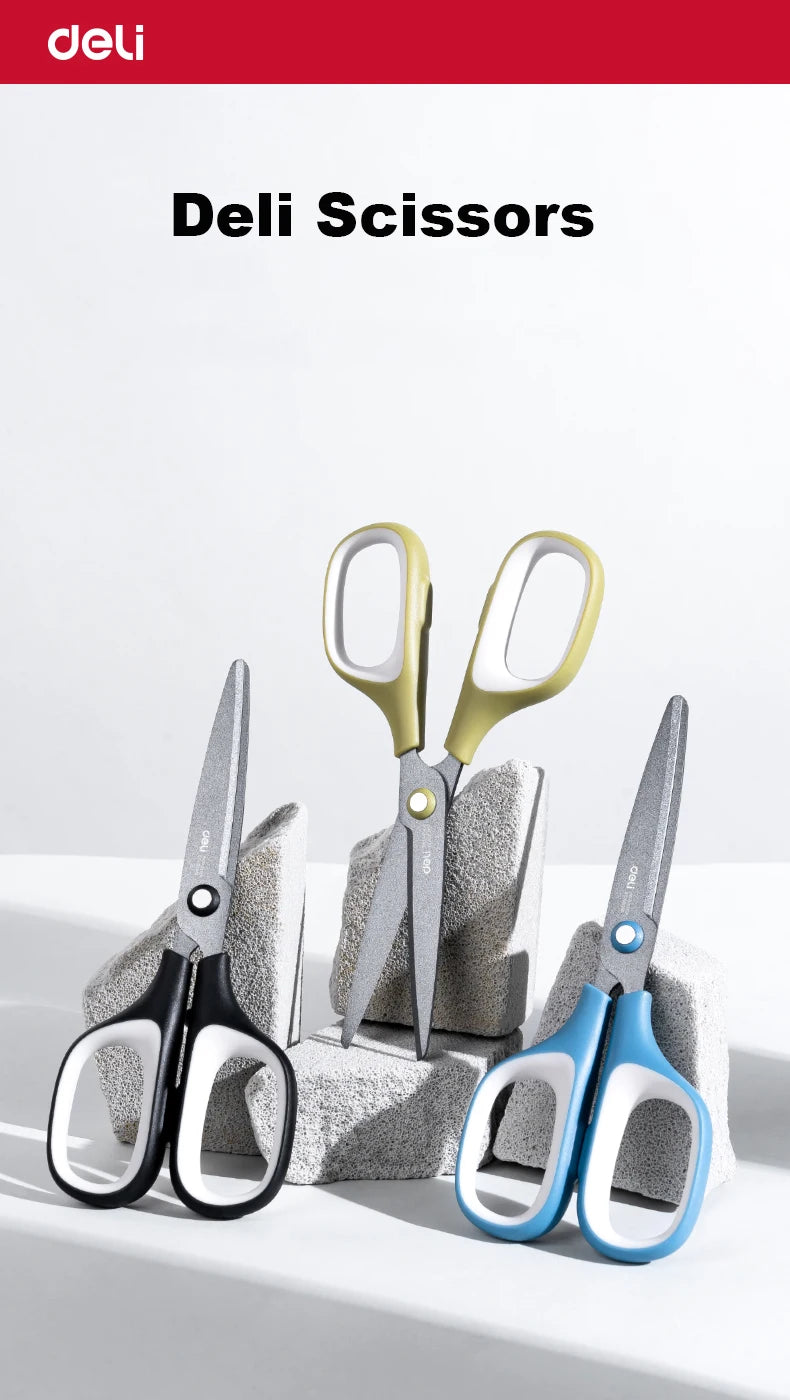Deli Anti Stick Anti Rust Scissors School Stainless Steel Scissors Home Office DIY Handicraft Made Tools Stationery Scissors