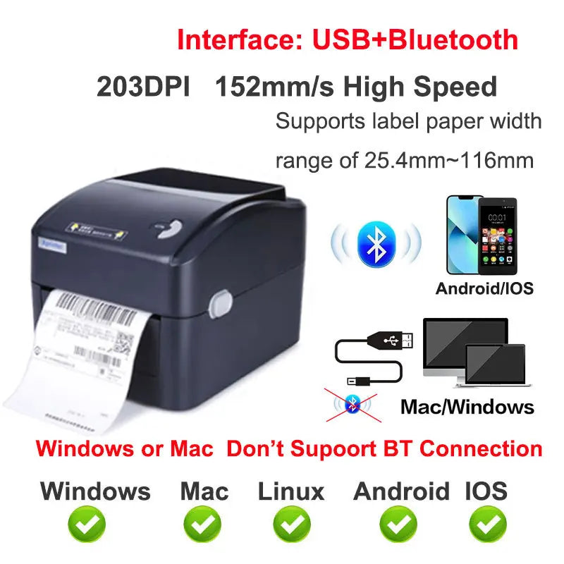 4Inch 152MM/S Thermal Label/Sticker/Waybill Printer Xprinter XP-420B  Barcode Paper Support QR Code for DHL Fedex EMS Express