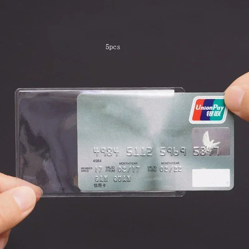 1/5/10PCS Women Men Credit Card case ID Business Card holder bag Protection Document Id Badge Transparent Card Cover Holder PVC