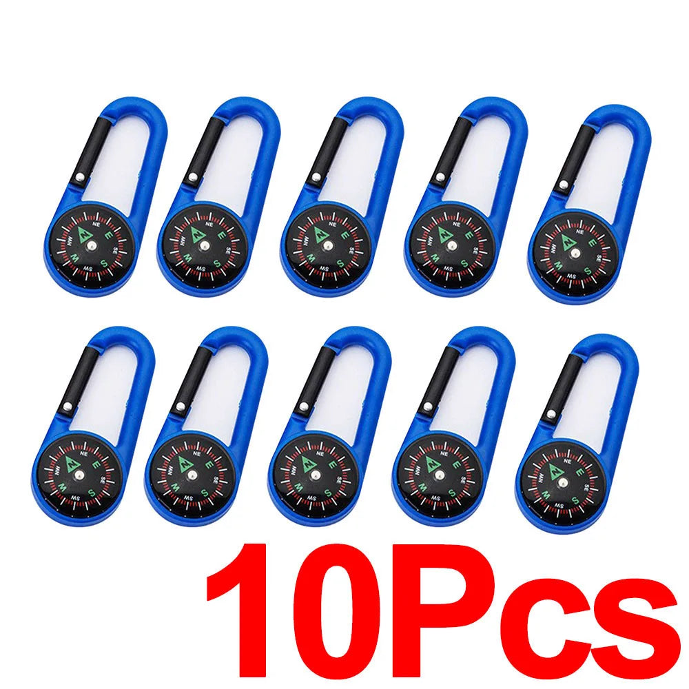 Outdoor Compass Carabiner Mini Camping Keychain Mountaineering Hiking Backpack Buckle with Compass Survival Children Gifts