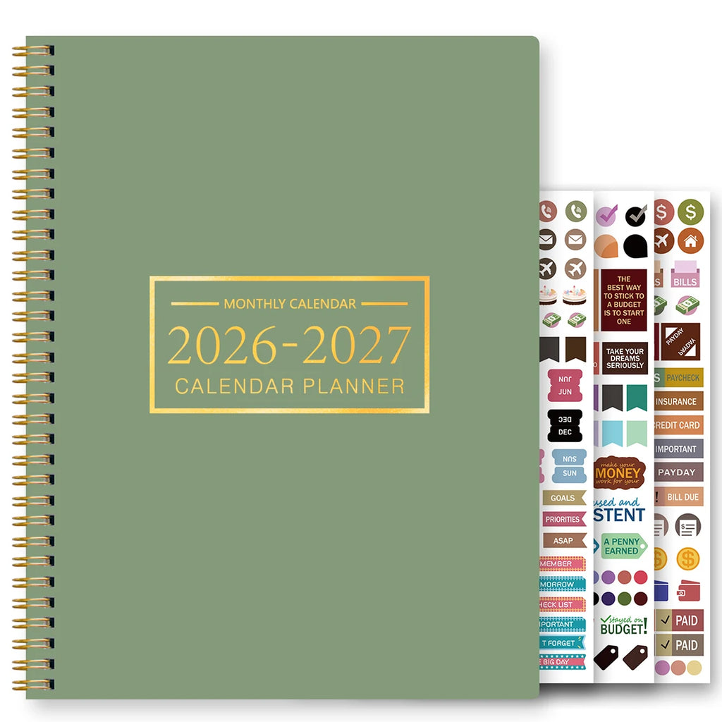 1Pc A4 Monthly Planner and Calendar Book 2 Year Monthly, Large Grid Monthly Organizer with Notes Pages, with 3 Stickers