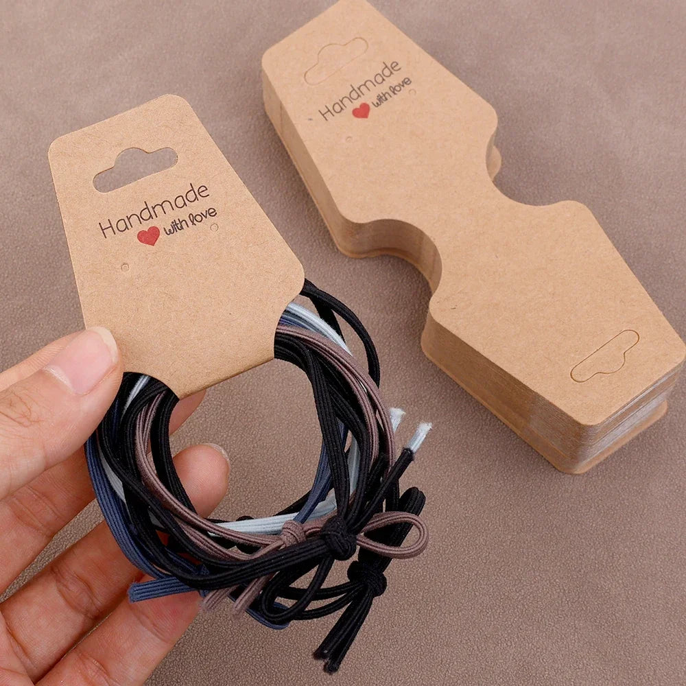 Jewelry Display Card Price Tag Foldable Kraft Paper Card For Necklace Bracelet Headband Hairband Hanging Label Packing Holder