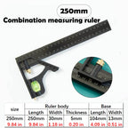 150/200/250mm Multifunctional Combination Movable Ruler Protractor Angle Ruler Level Aligner Inclinometro Woodworking Tools