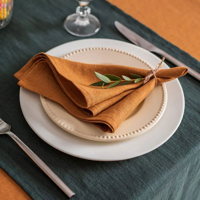High Quality 100% Linen Napkins Restaurant Wedding Dinner Solid Color Cloth Pure Linen Classical Custom Home Table Napkin