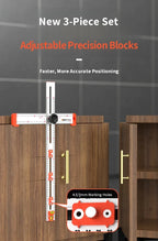 Woodworking T-Square Ruler 2 in 1 Drill Guide Hole Positioning Measuring Tool