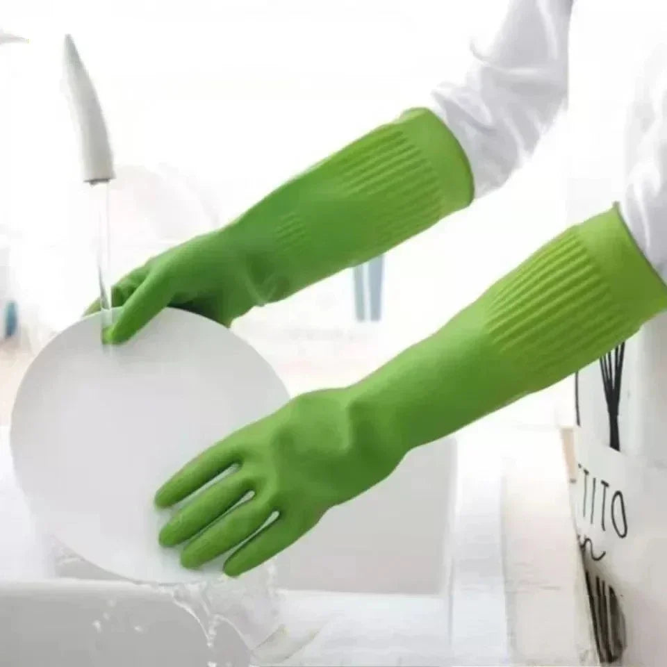 New Kitchen Cleaning Latex Dish Washing Gloves Rubber Thickened and Lengthened Household Laundry Gloves