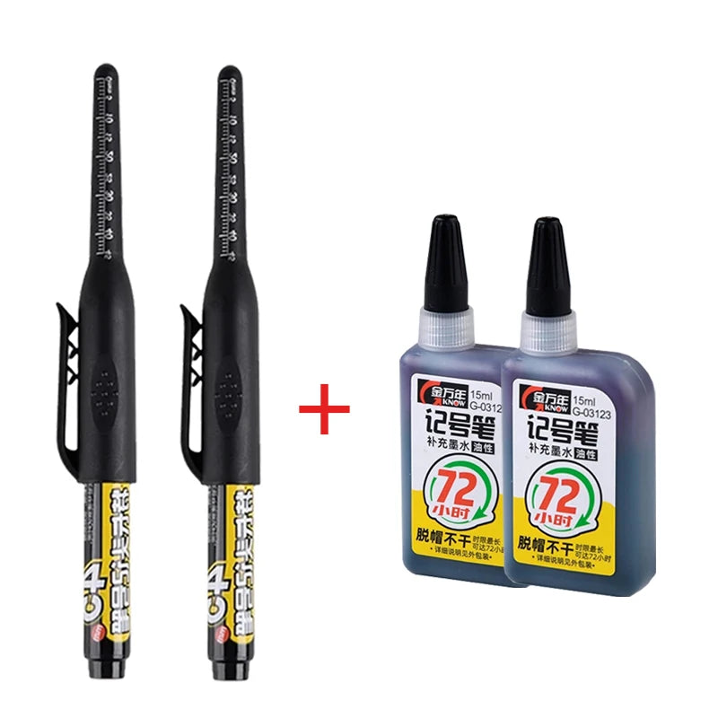 45mm Waterproof Deep Hole Marker Pens Long Nib Head Carpenter Pen Black/Blue/Red Ink for Multi-Purpose Woodworking Hand Tools