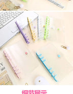 Lightweight Pvc Loose-Leaf Shell 6 Holes A6 Transparent Loose-Leaf Shell, Color Clip, Simple Candy Color Album Shell